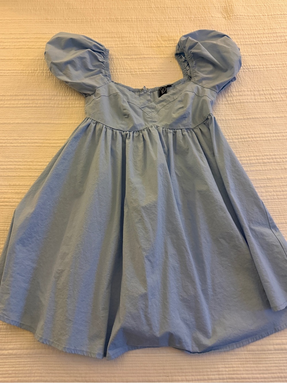 Light Blue Puff Sleeve Women’s Dress